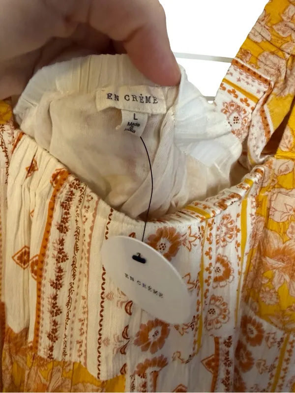 🌼 En Crème Boho Patchwork Mini‎ Dress Large NWT 🌼 Orange - Image 4