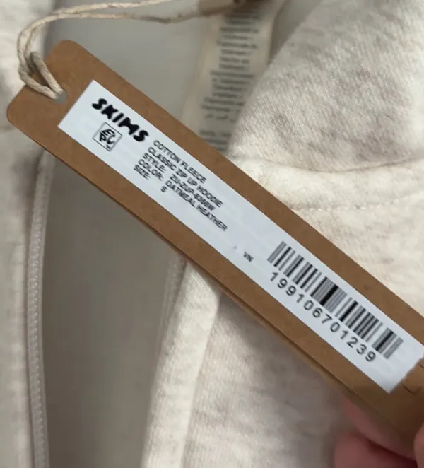 SKIMS Cotton Fleece Zip-Up Hoodie S - Image 5