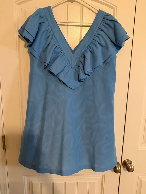 Emily McCarthy Blue Ruffle Mini Dress - Image 2