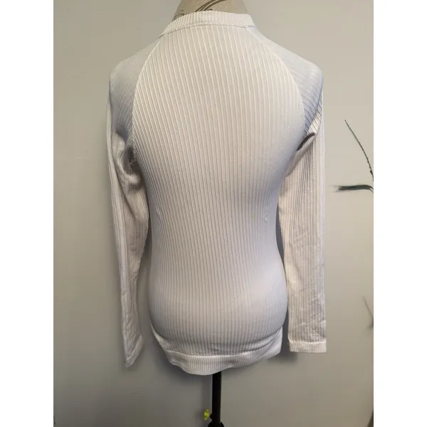 Lululemon‎ Rest Less Pullover Top Womens 8 White Ribbed Thumbholes - Image 2
