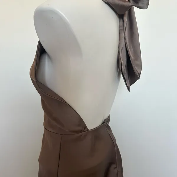 NWOT Brown Cowl Neck Backless Mini Dress XS - Image 5