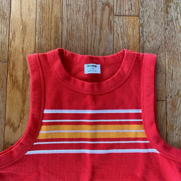 Red orange yellow white high neck Cotton:On Tank top - Image 2