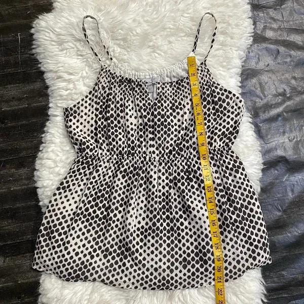 Y2k Old Navy White Brown Polka Dot Tank Top Keyhole Boho Cottagecore Summer - Image 8