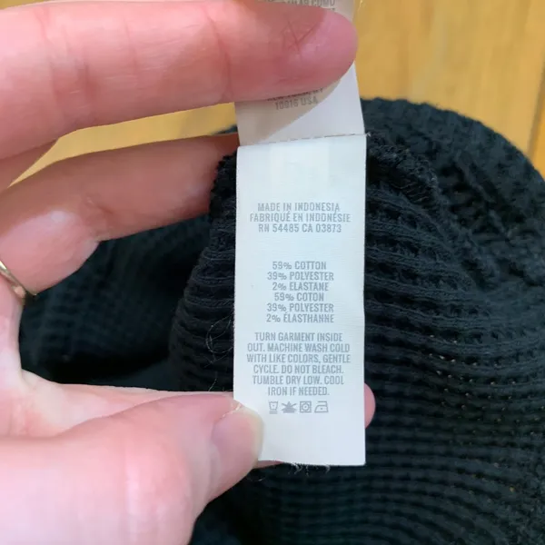 Aerie Waffle Knit Turtleneck Long Sleeve Cropped‎ Top Black Womens Size Medium - Image 8