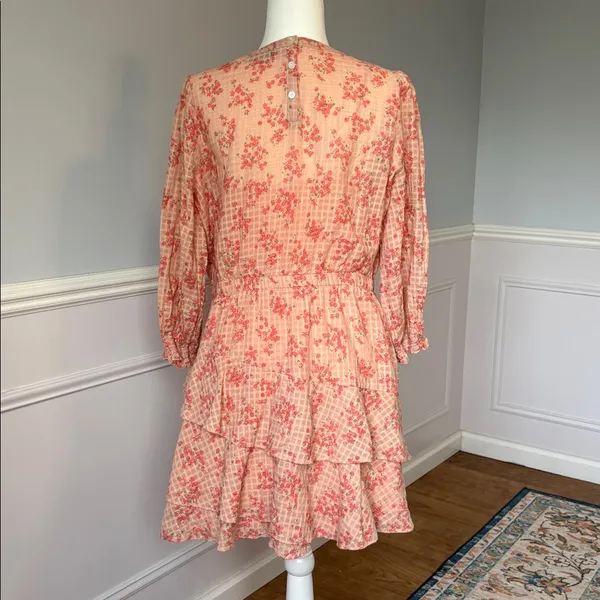 Loft Meadow Tiered Ruffle Mini Dress Sz Large Cottagecore Romantic Balletcore - Image 7