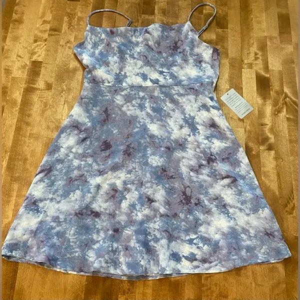 ASTR THE LABEL Purple Marble Spaghetti Strap Mini‎ Dress Large Scoop Neck NWT - Image 3
