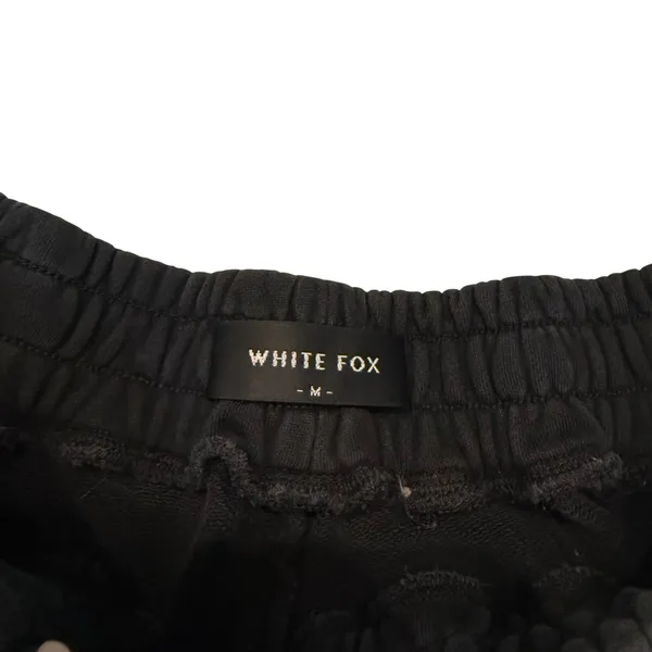 White Fox Boutique Cherry Logo Black Sweat Shorts Loungewear Comfy Trendy Sz M - Image 3