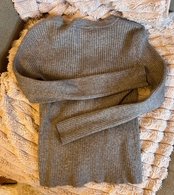 Grey V-Neck Sweater  - Image 3