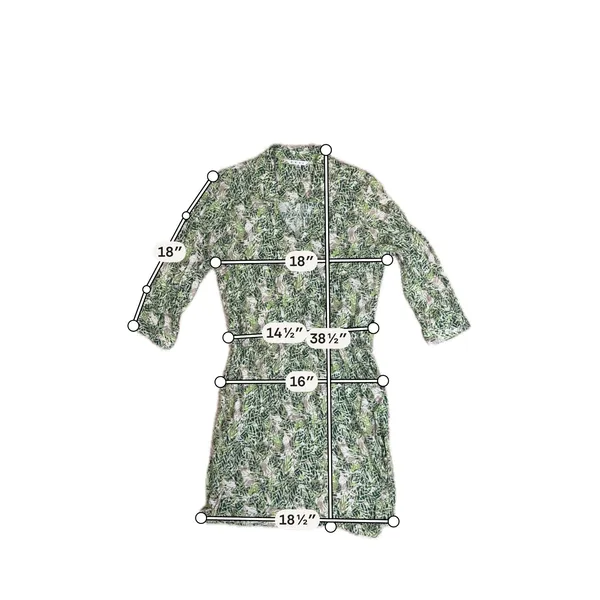 Boho Botanical Green Leaf Shirt Dress CAbi Long Sleeve Collared Faux Wrap S - Image 4