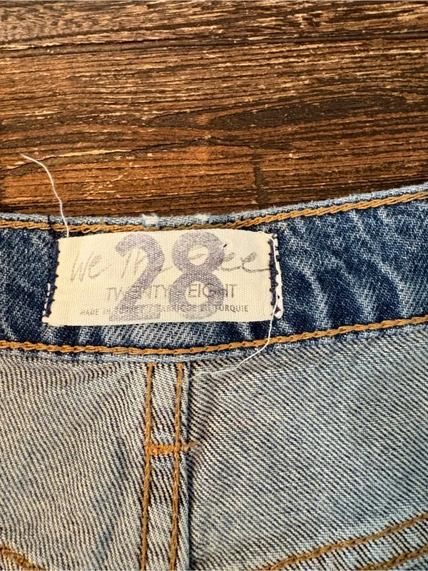 Free People Wide Leg Jeans Womens 28 Blue Light Wash Distressed Button - Image 5