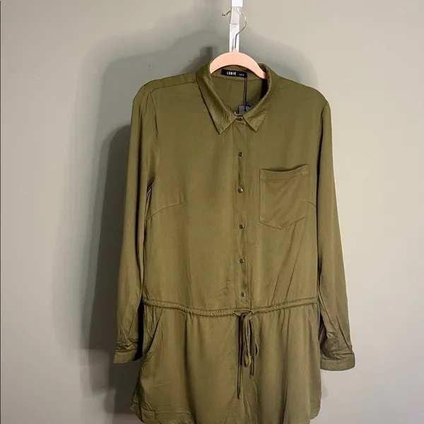 Lunik Olive Embroidered Floral Romper Size M‎ NWT Boho Utility Casual Outfit - Image 3