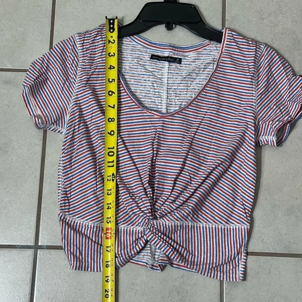 Abercrombie & Fitch Women Striped Crop Top‎ Twist Knot Size M. - Image 7