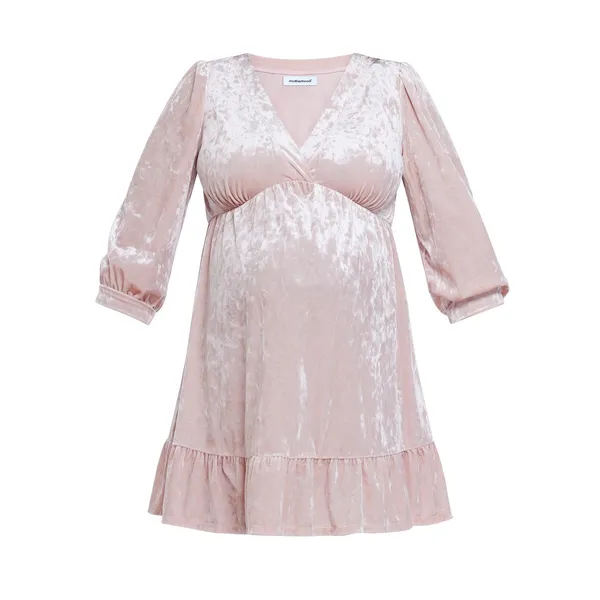 Motherhood Maternity Crushed Velvet Empire Waist Dress Lotus Pink‎ Boho XL New - Image 5