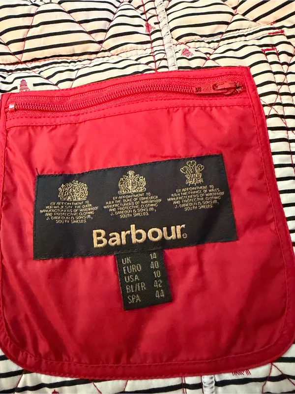 Barbour Bright Red Quilted Field Jacket - Image 7