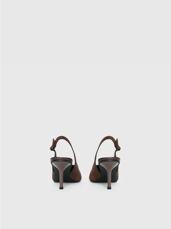 Princess Polly Tiptoe Slingback Heels Brown - Image 4
