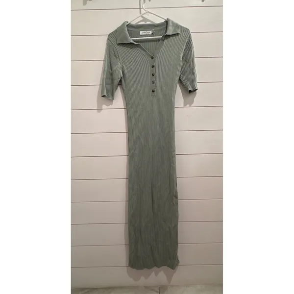 Petal & Pup Crawford Short Sleeve Knit Dress Sage Green Ribbed‎ Maxi US Size 10 - Image 2