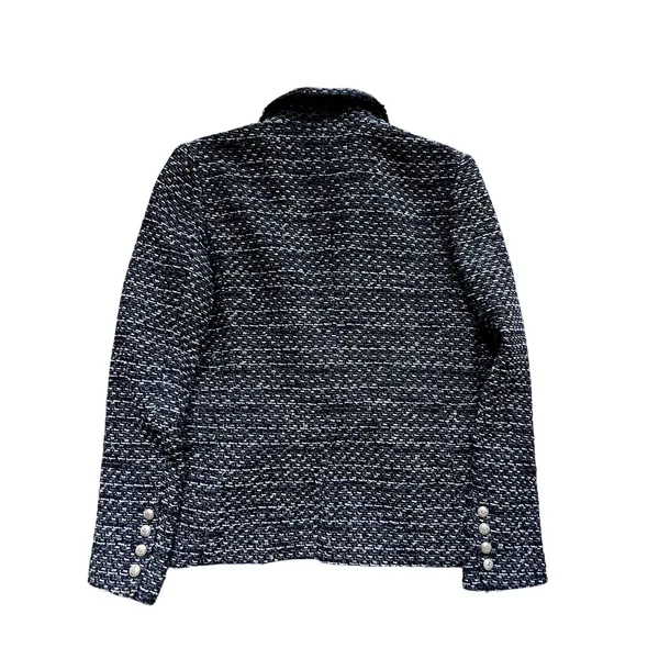 Generation Love Eliza Tweed Blazer Jacket in Navy Blue Melange Size S - Image 3
