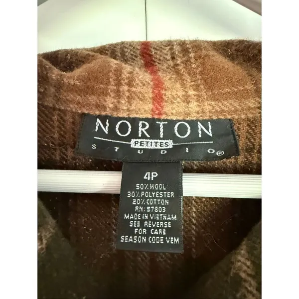 Norton Studios Vintage Wool fringe crop button down size 4 petite Brown - Image 3