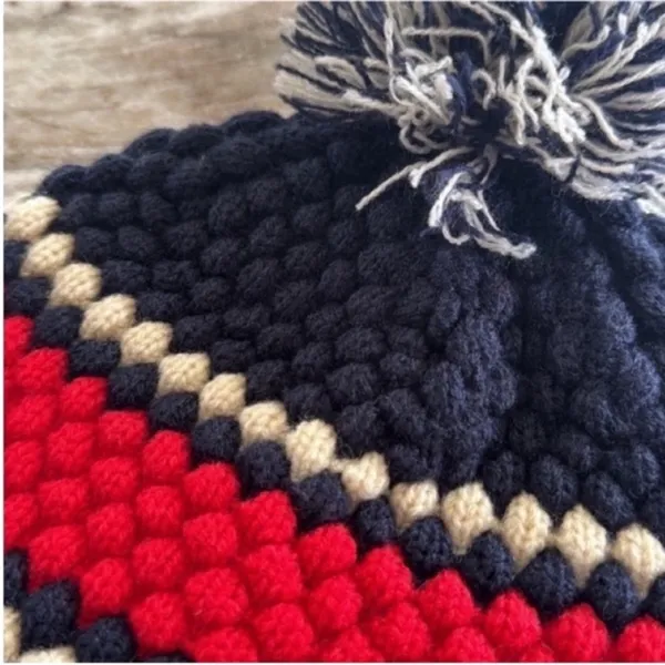 Patriots Fan Knit Beanie - Navy, Red, and Cream - Image 6