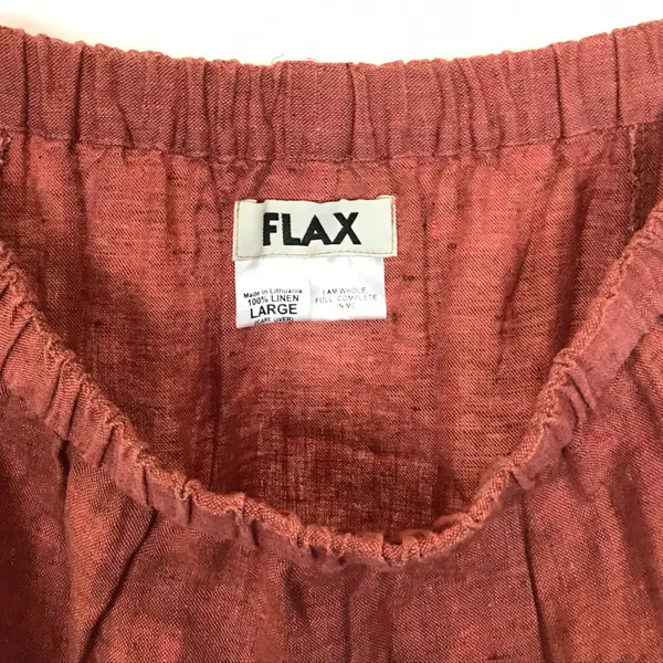 FLAX Womens Size Large Pull On 100% Linen Rust Red Maxi Skirt - Image 4
