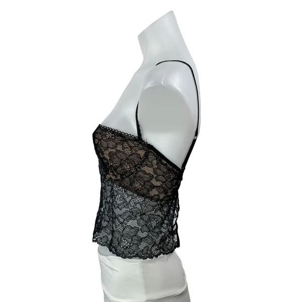House of CB Black Floral Lace Sheer Bustier Underwire Cami Crop Top Size XS - Image 2