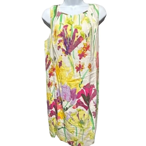 Calvin Klein Womens Multicolor Floral Sleeveless Back‎ Zip Sheath Dress SZ 14 - Image 10