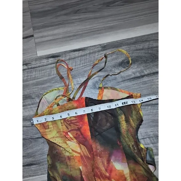 Prettylittlething Women's Green and Orange Dress - Image 9