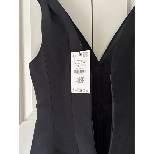 Zara Black V-Neck Sleeveless Dress, Size M - Image 8