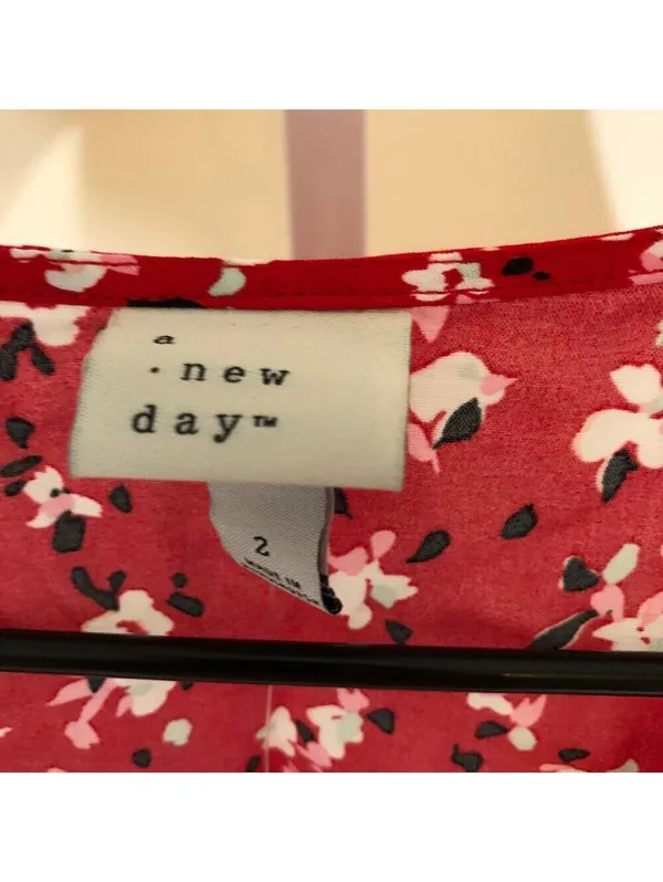 A New Day NWT Women's Short Sleeve Maxi Sundress Red Floral Size 2 - Image 4