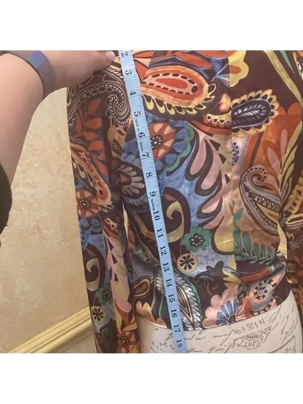Zara Multicoloured Scarf Print Crossover Satin V-Neckline Blouse Top Paisley M - Image 11