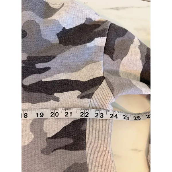 Aerie Gray Camo Oversized Crew Neck Sweatshirt‎ Ribbed Panels Small - Image 7