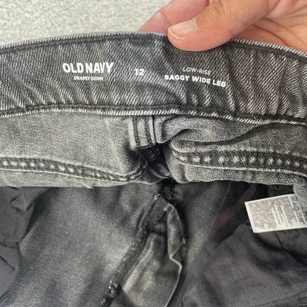 Old Navy Low Rise Baggy Wide Leg Denim Jeans Pants Cotton Blend Black Size 12 - Image 10
