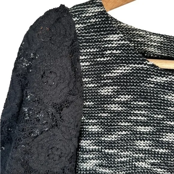 Anthropologie Postmark Black White Textured Tweed Knit Tunic Dress Lace‎ Size S - Image 7