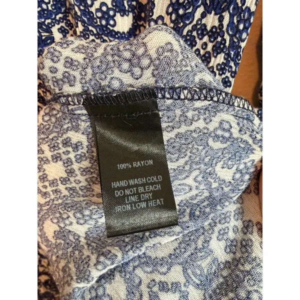 Lulus Maxi Dress Women Small Blue Tile Print Long Sleeve V-Neck Side Slit R64395 - Image 5