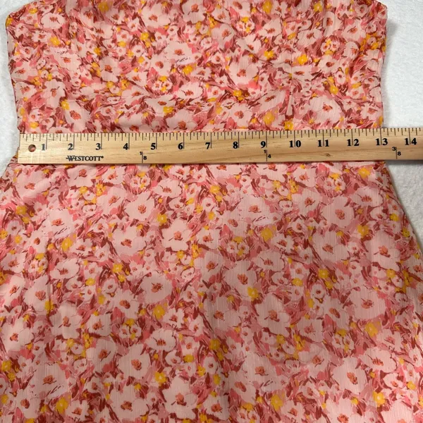 Lush Midi Dress Women's Medium Dusty Rose Yellow Floral Print Ruffle New - Image 14