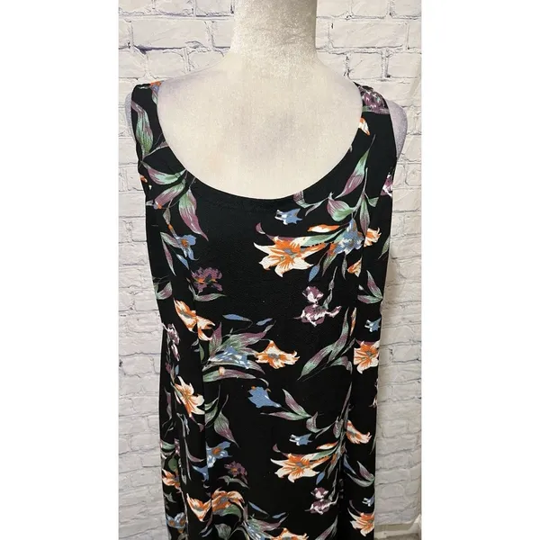 India Boutique Dress Sleeveless Shift Maxi Black Floral Accents One Size - Image 2
