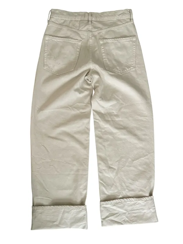 We The Free Off White Baggy High Rise Wide Leg Cuffed Jeans Size 27 - Image 2