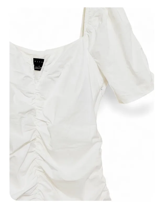 Anthropologie Sanctuary Women’s Puff Sleeve Shirred Poplin Ruched Dress Size 4 - Image 9
