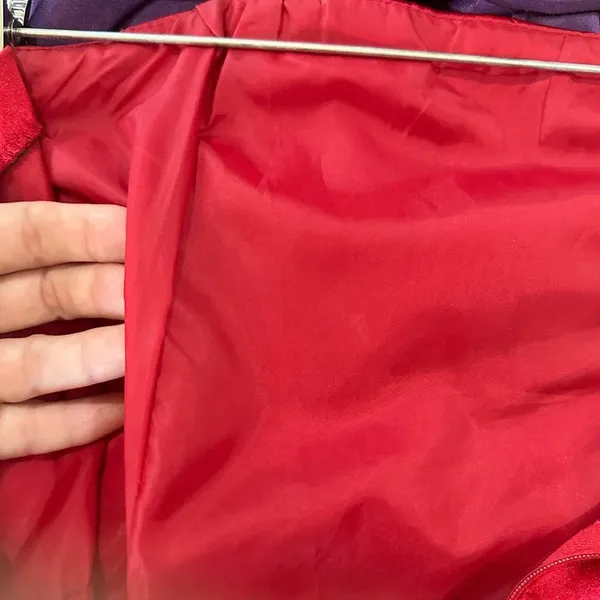 VINTAGE Roberta Party Dress Red Satin Strapless Pleated Bodice - size 5/6 - Image 14