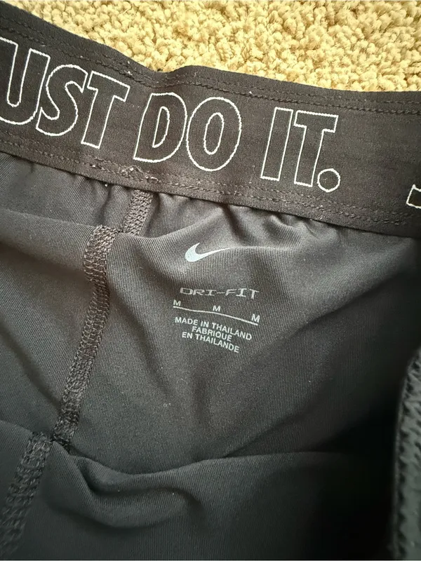 Nike Women's Black Layered Athletic Shorts with White Swoosh - Image 3