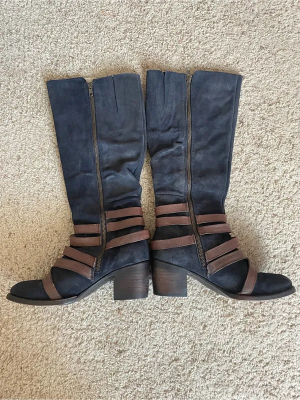Freebird by Steven Jules Leather Suede Harness Knee High Boots Size US 10 - Image 5