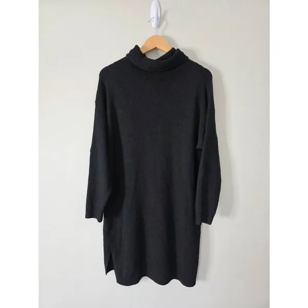 STITCHDROP Heather‎ Black Turtleneck Sweater Dress Kangaroo Pocket Size L NEW - Image 4