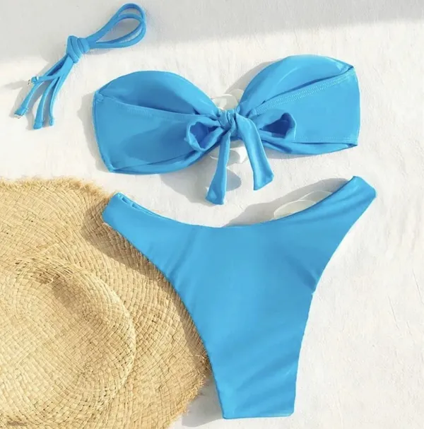 NEW BLUE FLOWERED BIKINI SET MEDIUM - Image 3