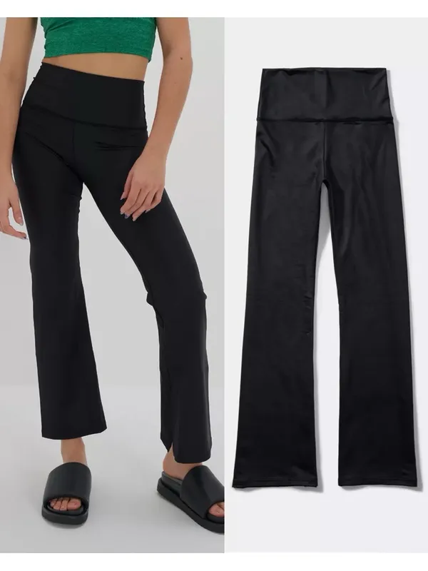 Offline by Aerie • The Hugger Coated Crop Slit Flare Legging 7/8 ankle black - Image 2