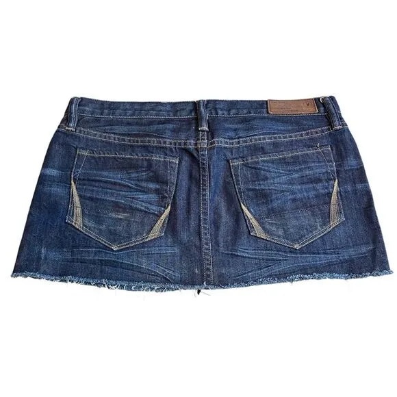 All Saints Spitalfields‎ 10 Micro Mini Denim Jean Skirt Frayed Short Y2K - Image 5