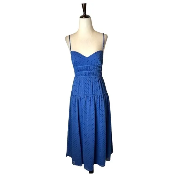 La Maison Talulah Dress Womens Small‎ Blue And Black Polka Dot Sorrento Midi - Image 3