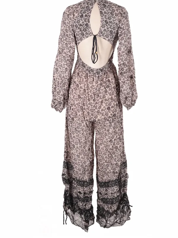 Free People Forever Timeless Soulmate Cut Out Boho Brown Jumpsuit S - Image 9