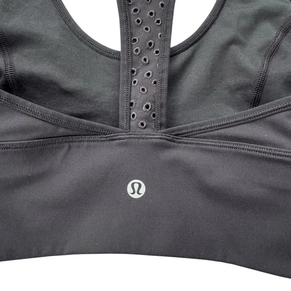 Lululemon Bra Racer Back Embroidered Eyelet Sports Bra Black Size 6 - Image 9