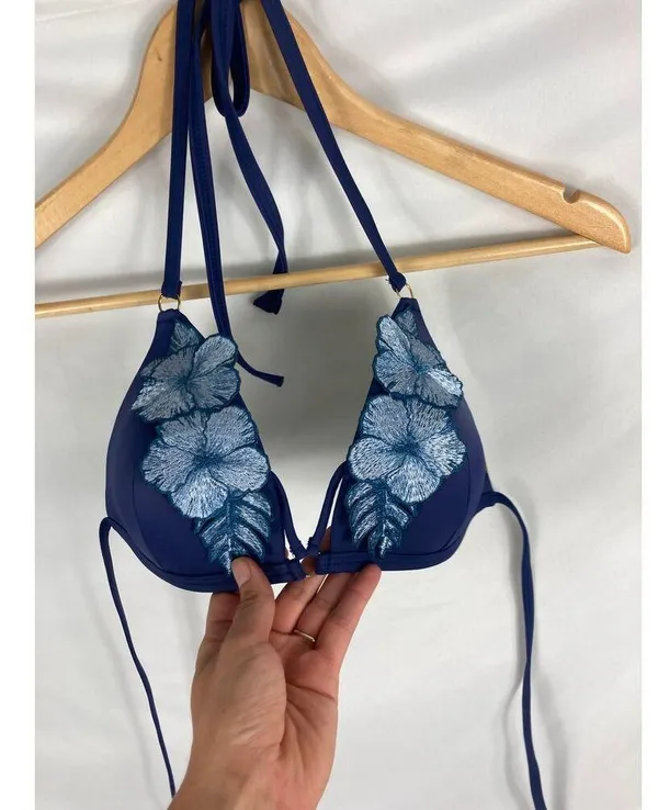 VS Pink Push Up Floral Bikini Top Size Small Blue - Image 3