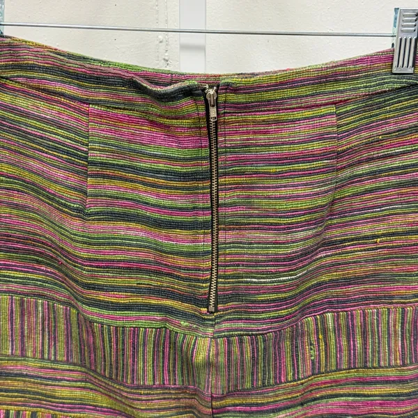 Charlotte‎ Ronson Multi Color Striped Mini Skirt Green Pink Size 2 Pocket Zipper - Image 4